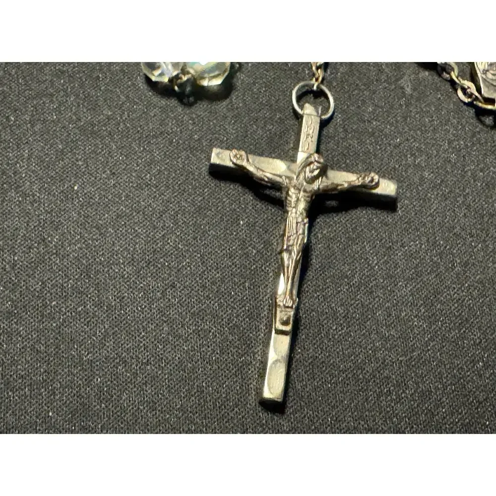 44in Vintage A/B Glass Beads Rosary Signed Italy